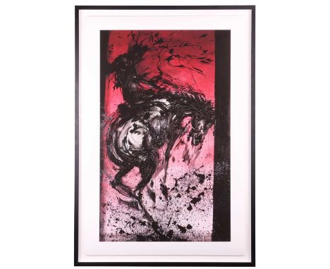 Richard Hambleton (Canadian, 1952-2017), Horse and Rider - Bucking Red (2018), blind stamped signature limited edition 44/75,