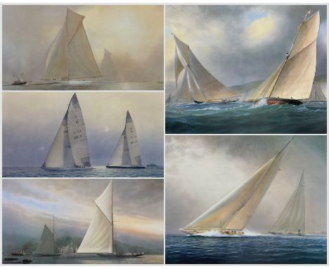 After Tim Thompson (British 1951-): 'The Great Yatchs' and 'The America's Cup', set of five limited edition prints signed in 