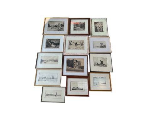Collection of etchings, artists including Leonard Russell Squirrell (2), Malcolm Osbourne, JR McCulloch, Milan Petrovic, Erne