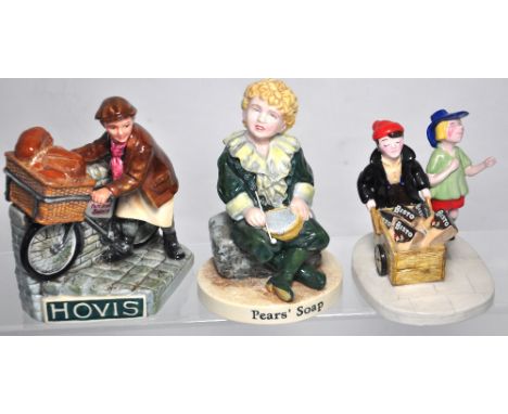 Three Royal Doulton figurines; MCL24 "Pears bubbles", limited edition no.30/750,  MCL04 "The Bisto Kids", limited edition no.