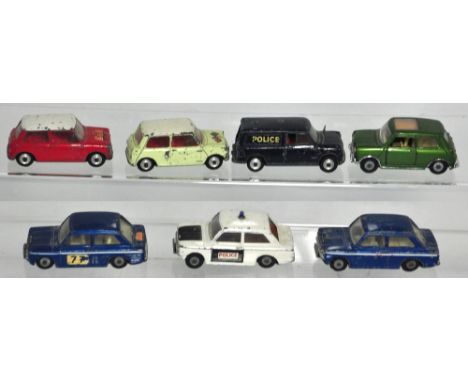 Three playworn Corgi "Sunbeam Imps" and four Minis to include a Police van (7). CONDITION REPORT All in playworn condition bu