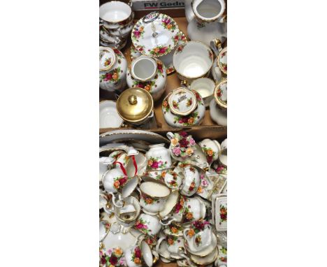 A large quantity of Royal Albert "Old Country Roses", to include tureens, cups and saucers, vases trinket pots etc.