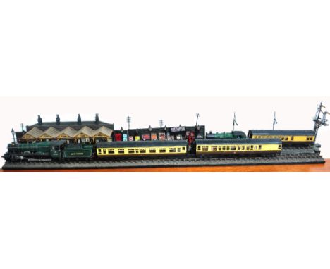 A good and comprehensive O gauge static diorama of the GWR Bakewell railway station, complete with two sections of track, a s