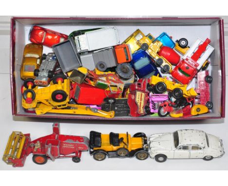 Twenty-two playworn Matchbox 'Speedwheels' models of various types, a Hot Wheels 'redline' Corvette, Spot-On Jaguar 3.4 litre