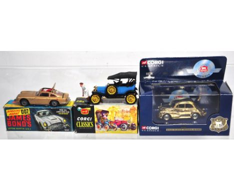 A boxed Corgi "James Bond" Aston Martin DB5, first edition in gold finish with wire wheels no.261, a Corgi Classics gold plat