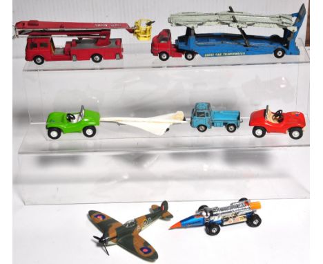 Eight assorted playworn Corgi diecast vehicles to include car transporter, Simon Snorkel etc (8).