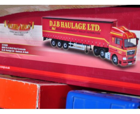 A boxed Corgi beer truck, open topped bus, diecast lorries etc.