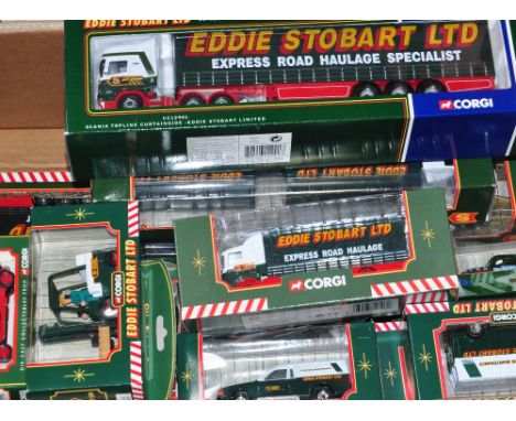 Twenty boxed Corgi "Eddie Stobart" vehicles to include articulated lorries, delivery vans and a rallying Mini (20). CONDITION
