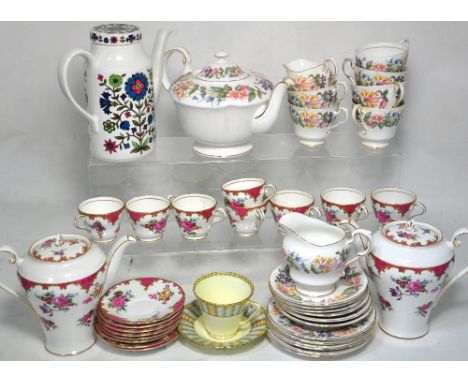 Part sets of Aynsley teaware and a part Paragon "Country Rose" tea service. CONDITION REPORT Paragon teapot has a large crack