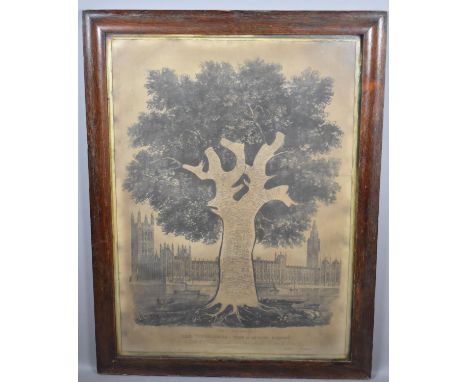 A Large Oak Framed Monochrome Print, "This Chronological Tree of English History", 81x108cm Overall 