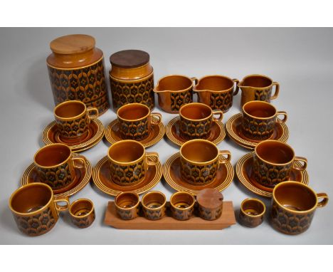A Collection of Hornsea 'Saffron' Treacle Glazed Breakfast Ware to Comprise Storage Jars, Cups, Saucers, Jugs etc 
