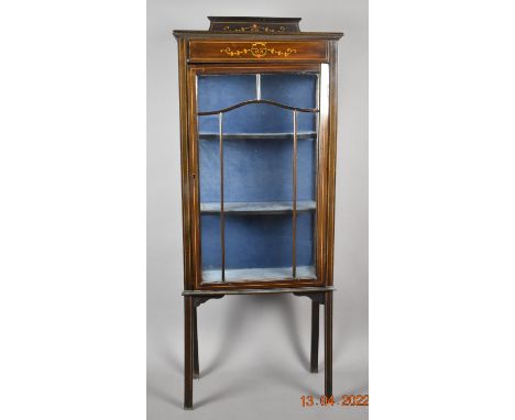 An Edwardian Mahogany Two Shelf Glazed Display Cabinet for Restoration, 59cm Wide 