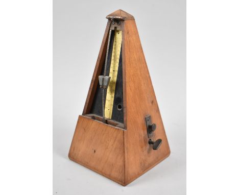 A Wooden Cased Clockwork Metronome by JTL, Missing Front Cover, 22cm high 