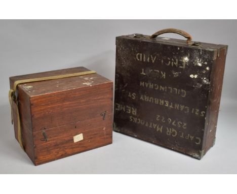 Two Vintage Wooden Instrument and Ammunition Boxes 
