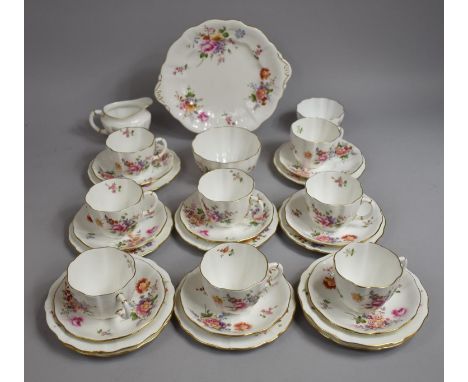 A Royal Crown Derby 'Derby Posies' Teaset to Comprise Cups, Saucers, Cake Plate, Milk Jug and Sugar Bowls 