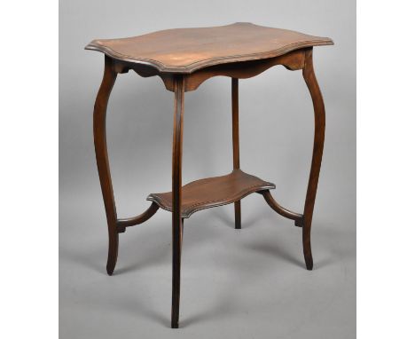 An Edwardian Mahogany Shaped Rectangular Topped Occasional Table with Stretcher Shelf, 60cm wide 