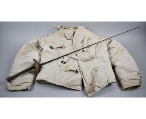 A Vintage Wilkinson Sword Fencing Foil Together with a Fencing Jacket Having War Department Arrow Stencil Mark 