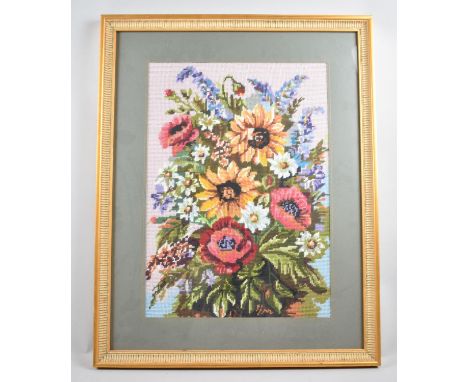 A Framed Tapestry, Vase of Flowers, 33x47cm 