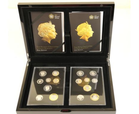 Elizabeth II double coin set featuring the final edition of the 4th circulating coinage portrait, and the first edition of th