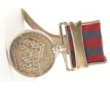 Afghanistan medal, circa 1878-80, to B/156 Pte. W.Sealey 66th Foot, later mounted on a silver bracket, hallmarked Birmingham 