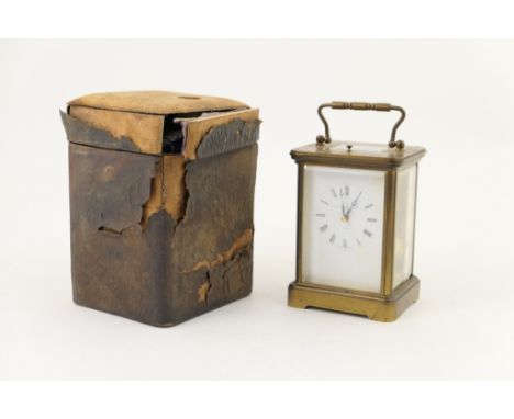 Matthew Norman, London, brass repeating carriage clock, the white dial with Roman numerals, signed, the movement striking on 