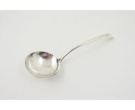 George II silver sauce ladle by Richard Richardson II, Chester 1751, Hanoverian pattern engraved with a crest, 17cm, weight a