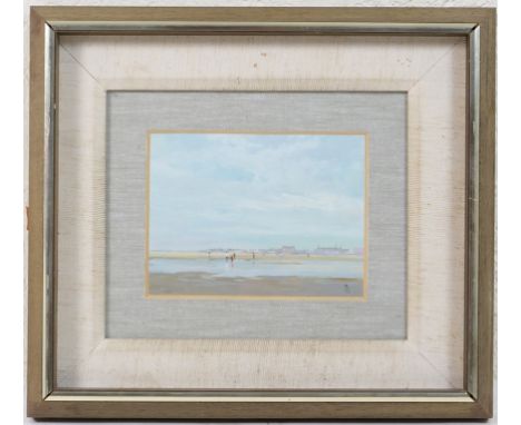 R Dudley Bailey (b.1931), Southport Sands, oil on board, signed with a monogram, labelled verso and dated 1975, 11cm x 14cm (