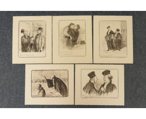 Honore Daumier, Four unframed limited edition monochrome lithographs, legal subjects, signed and numbered in pencil, 31cm x 3