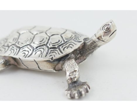 Rare Chinese silver vesta case in the form of a terrapin, by Luen Hing, Shanghai, late 19th Century, the tail forming the han