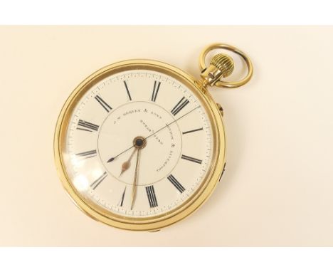 Victorian 18ct gold chronometer pocket watch by J W Reeley & Sons, Chester 1893, white dial with Roman numerals, centre sweep