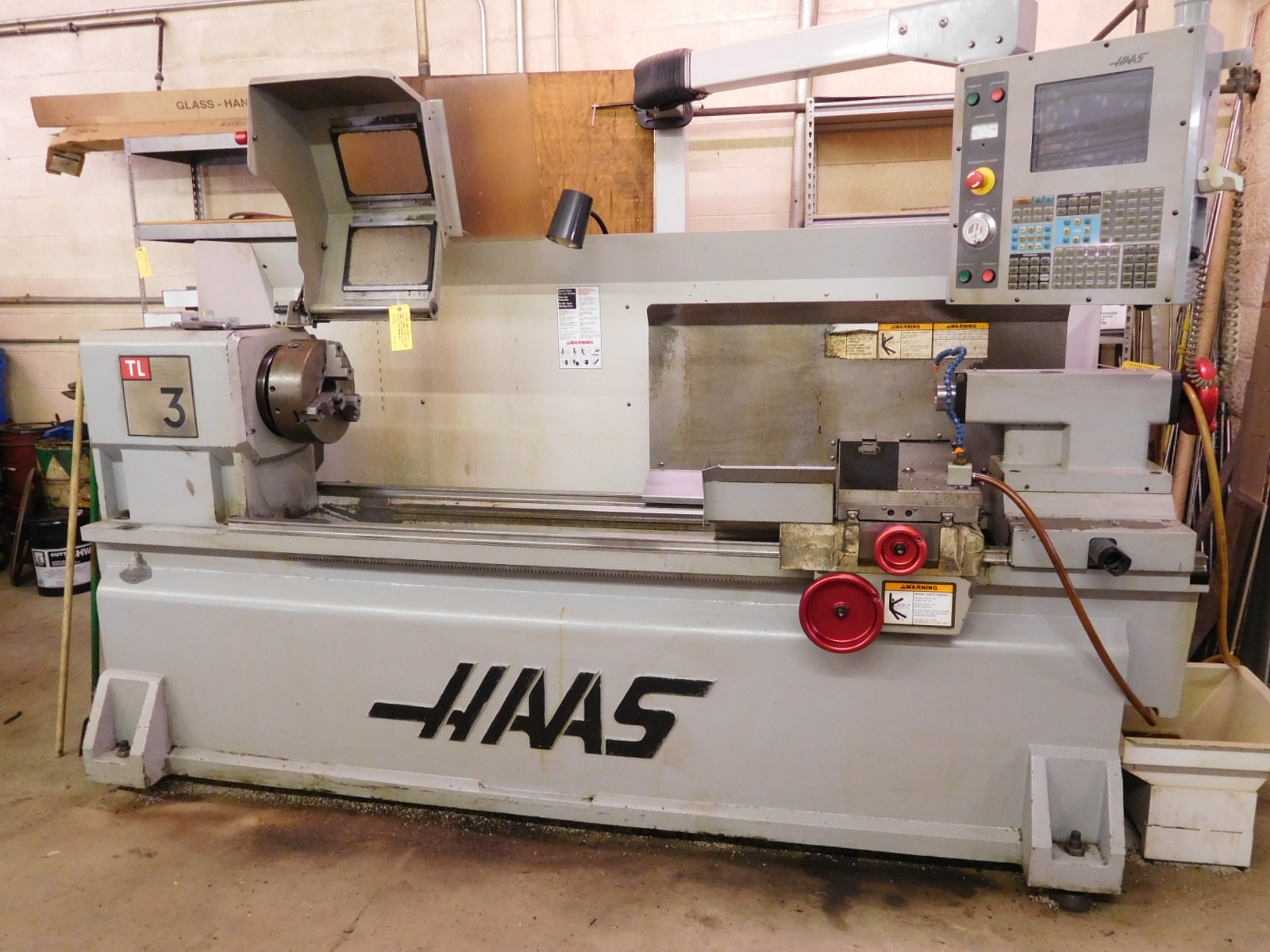 Haas TL3 Lathe with Controls, 3 Jaw Chuck, 4 Jaw Chuck and Steadyrest