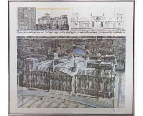 Christo (1925 Gabrowo/Bulgarien - New York 2020), eigentlich Christo Wladimirow Kawaschenew "Wrapped Reichstag". Farboffset, 