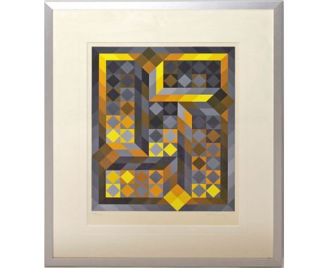 Vasarely, Victor (1906 Pécs - Paris 1997) Komposition in Gelb und Grau. Farbserigraphie/Karton, re. u. mit Bleistift sign. un