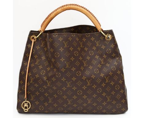 Umhängetsche "Artsy", Louis Vuitton. Monogram Canvas, hellbraune Beschläge aus Rindsleder, goldfarbene Hardware, gem. "LOUIS 