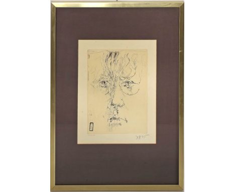 Janssen, Horst (1929 Hamburg 1995) Selbstbildnis, aus der Mappe "Die Kunst der Graphik". Radierung (min. fleckig), re. u. mit