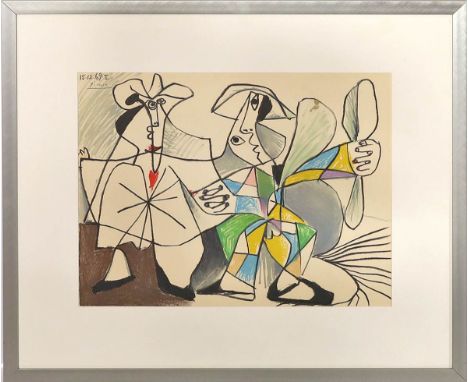 Picasso, Pablo (1881-1973) "Pierrot et Arlequin". Farblithographie, im Stein li. o. sign. und dat., verso Stempel des Herausg