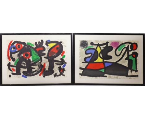 Miró, Joan (1893 Montroig - Mallorca 1983) nach Zwei Arbeiten. Farblithographien (Mittelfalz, l. Altersspuren) wohl aus dem F