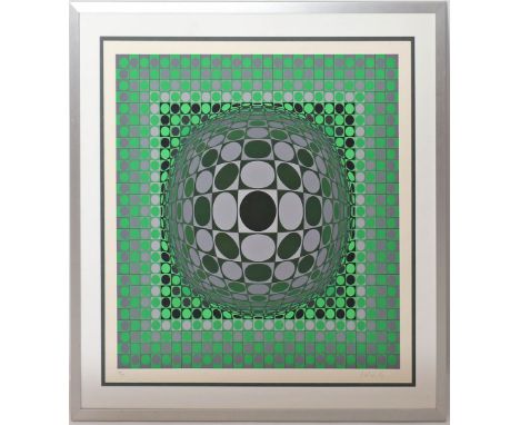 Vasarely, Victor (1906 Pécs - Paris 1997) Komposition in Grün. Farbserigraphie/Karton, re. u. mit Bleistift sign. und li. u. 