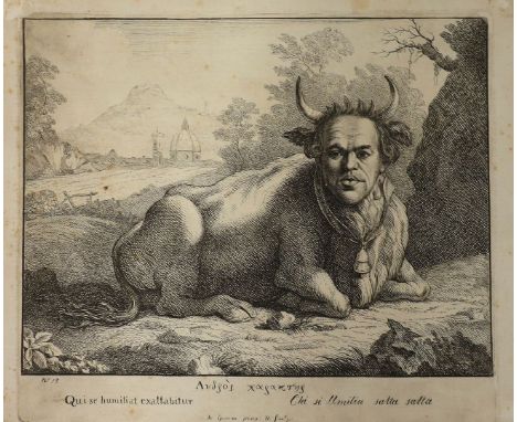 Patch, Thomas (1720 Exeter - Florenz 1782) Selbstbildnis als Ochse, Nr. 13 aus der Serie "The Twenty-Five Caricatures" von ca