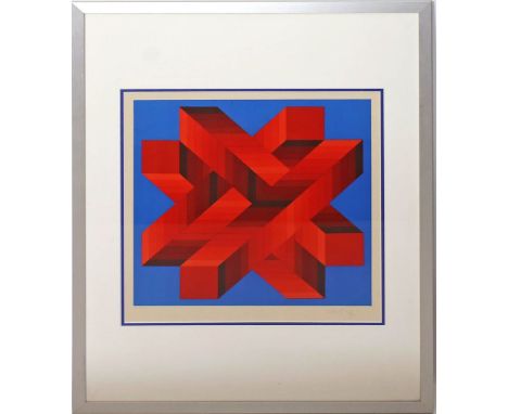 Vasarely, Victor (1906 Pécs - Paris 1997) Komposition in Red. Farbserigraphie/Karton, re. u. mit Bleistift sign. und li. u. E