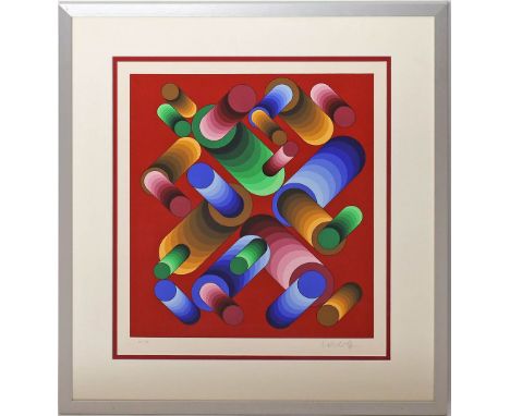 Vasarely, Victor (1906 Pécs - Paris 1997) "Oslop 3". Farbserigraphie/Karton, re. u. mit Bleistift sign. und li. u. Ex. 77/99.