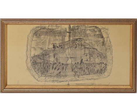 Altenbourg, Gerhard (1926 Waltershausen - Meißen 1989) "Ahnung, Erinnerung: erzgebirgisch". Lithographie/Bütten, re. u. mit B