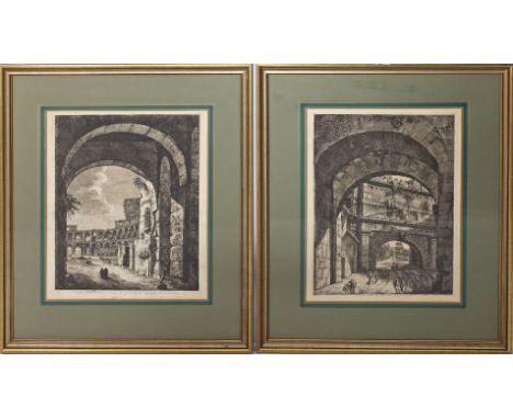 Rossini, Luigi (1790 Ravenna - Rom 1857) Paar Radierungen mit Ansichten von Rom "...Coloseo" und "Veduta del Castello dell Aq