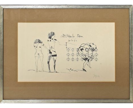 Janssen, Horst (1929 Hamburg 1995) "Bele Bachem bei Schwen" (1964). Lithographie (l. Altersspuren), re. u. mit Bleistift sign