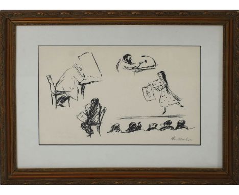 Mohr, Arno (1910 Posen - Berlin 2001) "Bei der Auktion". Lithographie (Druckstellen), re. u. mit Bleistift sign. Aus dem Jahr