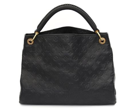 Schultertasche "Artsy", Louis Vuitton. Schwarzes, geprägtes Monogram Empreinte-Leder, goldfarbene Hardware, gem. "LOUIS VUITT