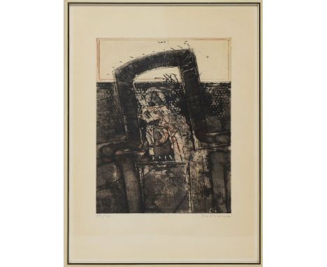 Dahmen, Karl Fred (1917 Stolberg - Preinersdorf am Chiemsee 1981) Ohne Titel (1965). Aquatinta, Farbradierung/Vellum (l. gebr