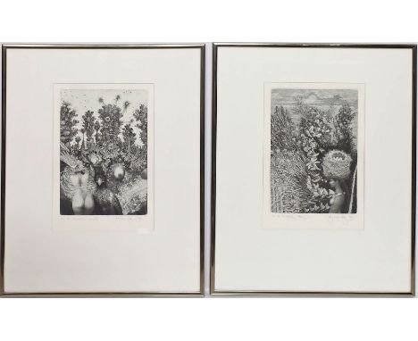 Brunovsky, Albin (1935 Zohor - Bratislava 1997) Zwei Radierungen: "Lob der Verwirrten Träume" IV und VI, so mit Bleistift bet