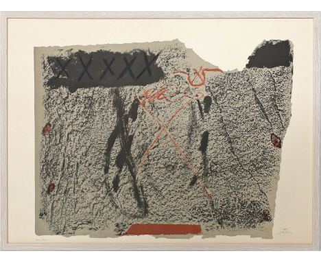 Tapies, Antoni (1923 Barcelona 2012) Ohne Titel (1962). Farblithographie, re. u. mit Bleistift sign. und li. u. Ex. 266/300, 