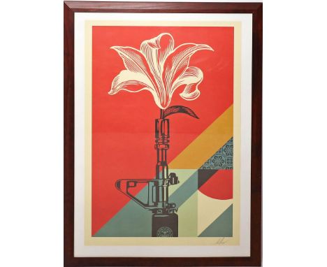 Fairey, Shepard "Obey" (geb. 1970 Charleston) "AK 47 - Lily". Farbserigraphie/Papier, re. u. mit Bleistift sign. und dat. (20